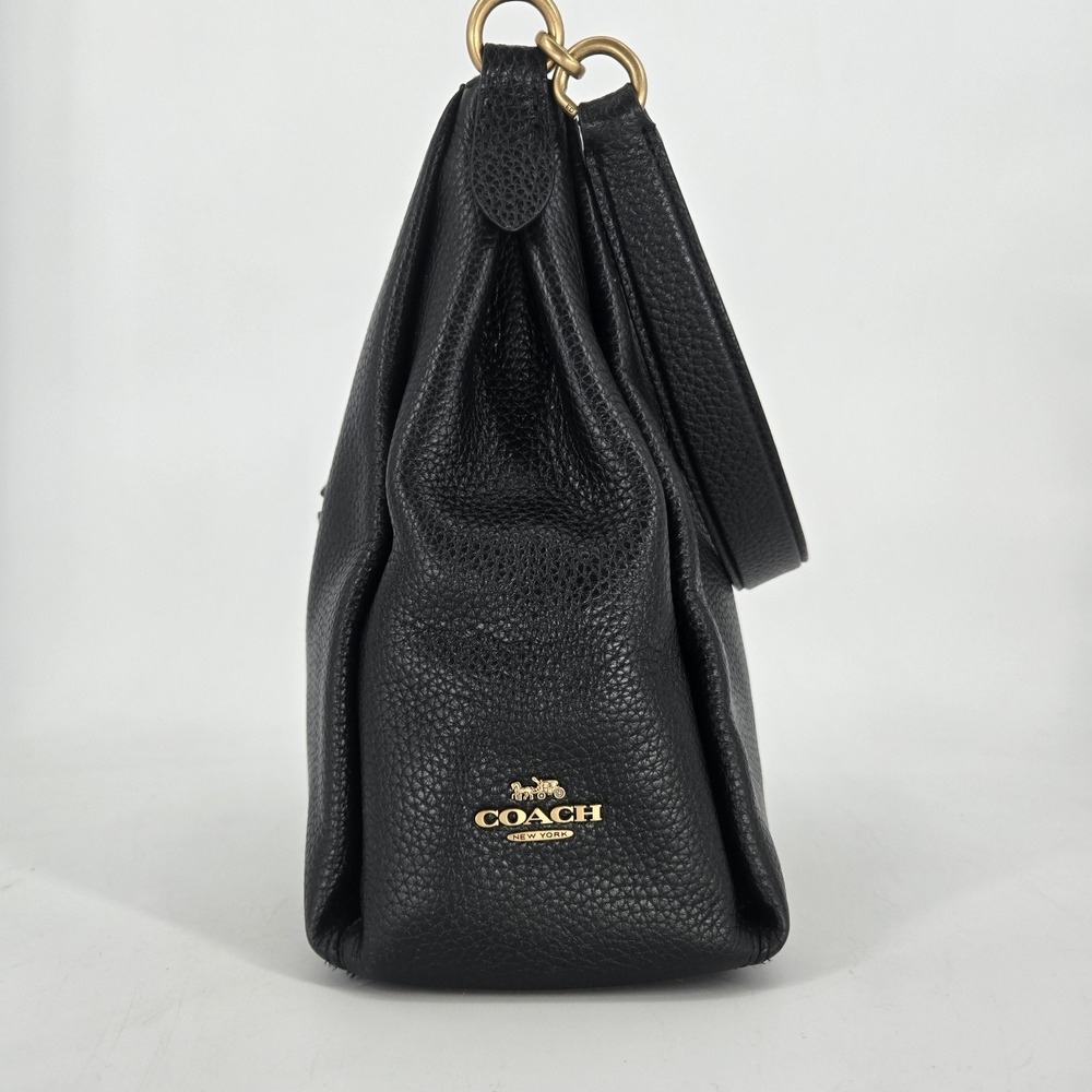 Coach Shay Black Pebbled Leather‎ Shoulder Bag with Brass Hardware #93811